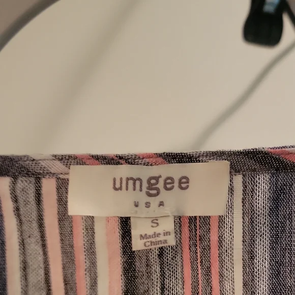 Umgee Blue And Pink Ruffled Tie Front Dress - Picture 2 of 4